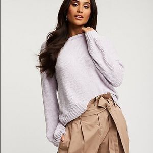 Chenille Crew Neck Pullover Sweater in Lilac